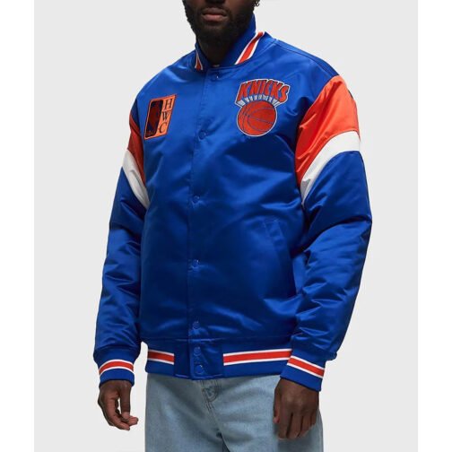 NY Knicks Heavyweight Royal Satin Jacket - Image 2