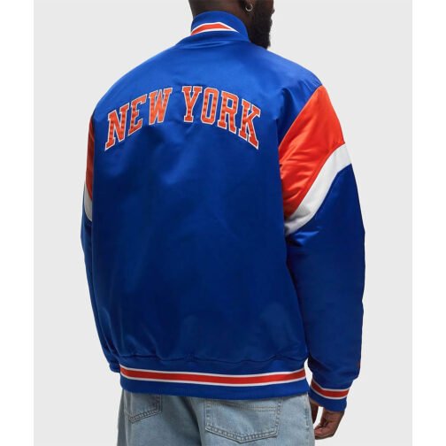 NY Knicks Heavyweight Royal Satin Jacket - Image 3