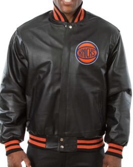 New York Knicks Varsity Black Leather Jacket