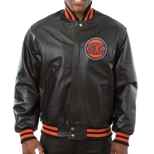 New York Knicks Varsity Black Leather Jacket