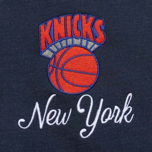 NY Knicks Navy and White Fleece Varsity Jacket - Image 4