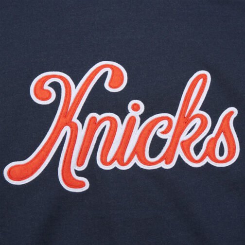 NY Knicks Navy and White Fleece Varsity Jacket - Image 5