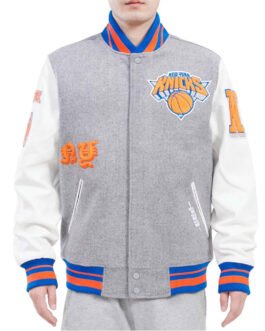 NY Knicks Old English Varsity Jacket