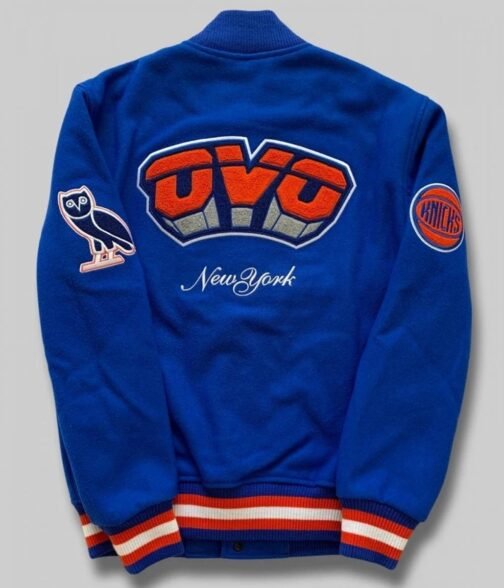 OVO NY Knicks Varsity Blue Wool Jacket - Image 4