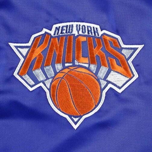 NY Knicks Pick & Roll Blue Satin Jacket - Image 4
