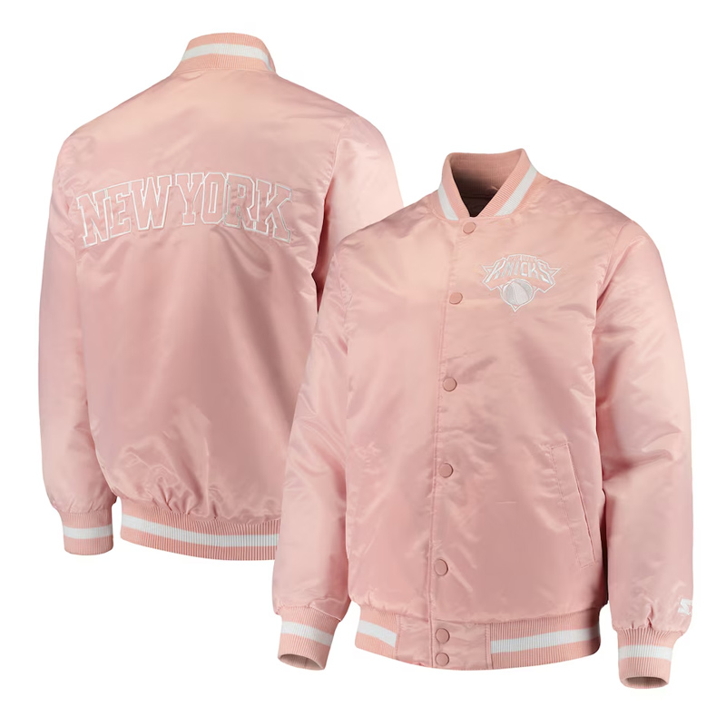 NY Knicks Pink Satin Jacket - Image 3
