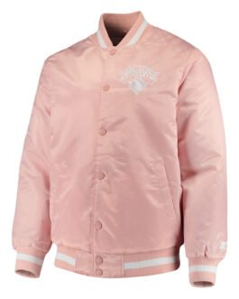 NY Knicks Pink Satin Jacket