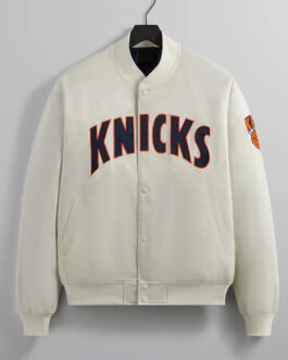 NY Knicks Bomber Pinstripe Satin Jacket