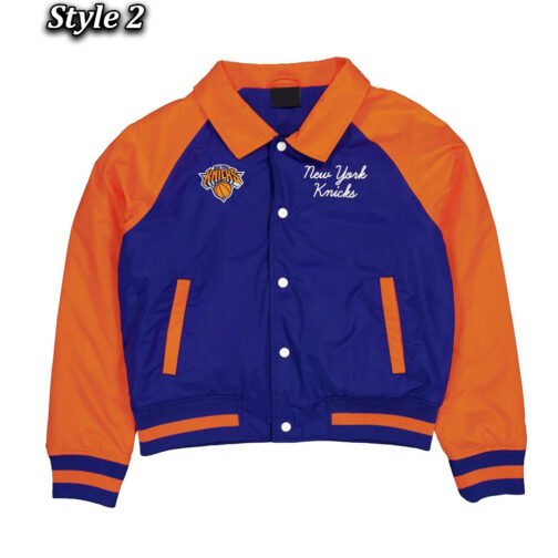 New York Knicks Royal and Orange Throwback Jacket - Image 2