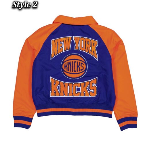 New York Knicks Royal and Orange Throwback Jacket - Image 4