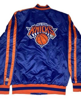 NY Knicks Striped Blue Satin Jacket