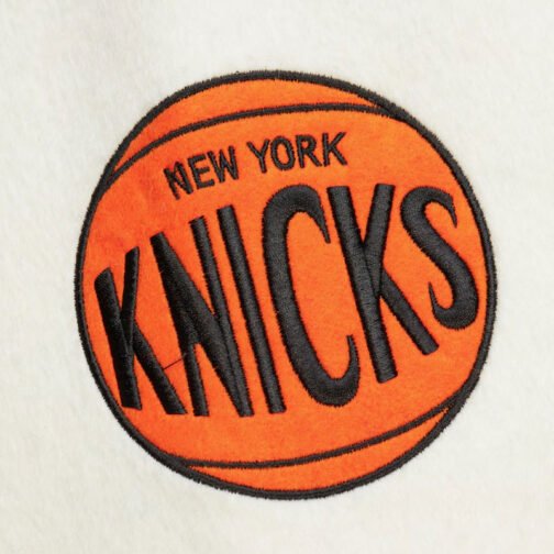 NY Knicks Team History Royal Vintage Logo Varsity Jacket - Image 4
