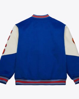 NY Knicks Team History Royal Vintage Logo Varsity Jacket