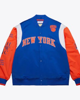 NY Knicks Team Origins Royal Satin Jacket