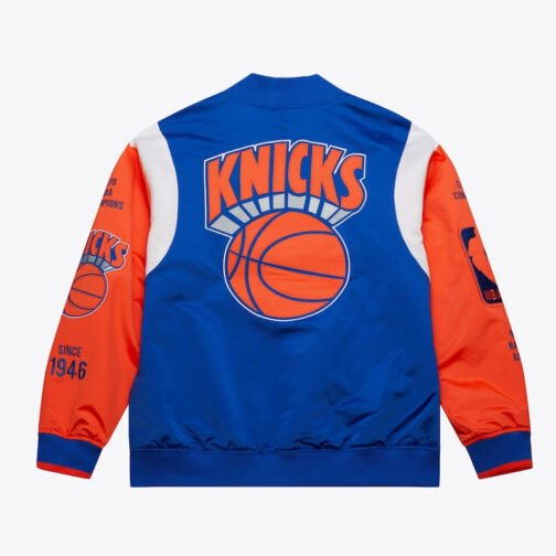 NY Knicks Team Origins Royal Satin Jacket - Image 2