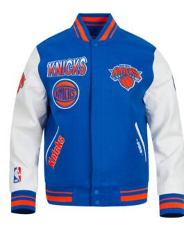 NY Knicks Turn It Up Classic Rib Varsity Jacket