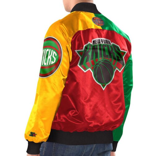 NY Knicks Ty Mopkins Satin Full-Snap Black/Red Jacket - Image 5