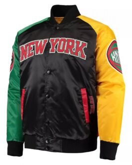 NY Knicks Ty Mopkins Satin Full-Snap Black/Red Jacket