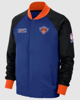 NY Knicks Showtime Black and Blue Varsity Jacket