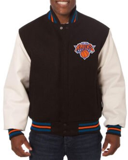 New York Knicks Black and White Varsity Jacket