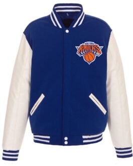 NY Knicks Blue and White Varsity Jacket