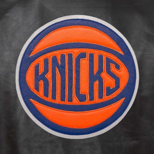 New York Knicks Varsity Black Leather Jacket - Image 4