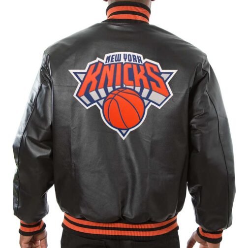 New York Knicks Varsity Black Leather Jacket - Image 2