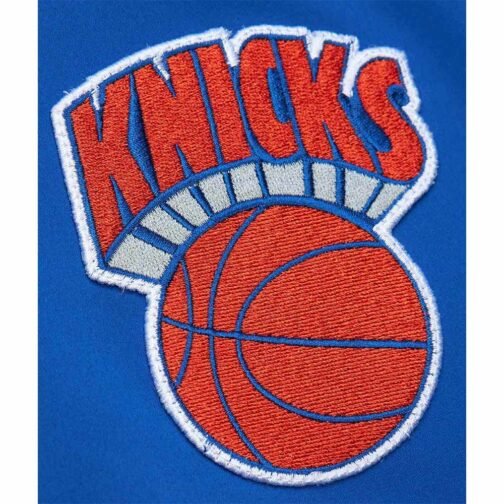 New York Knicks Vintage Logo Royal Lightweight Satin Jacket - Image 4