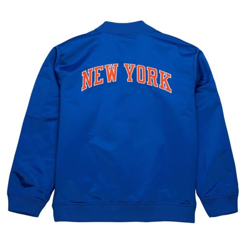 New York Knicks Vintage Logo Royal Lightweight Satin Jacket - Image 2
