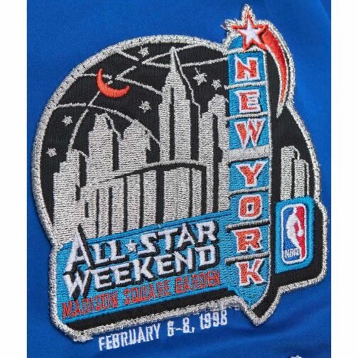 New York Knicks Vintage Logo Royal Lightweight Satin Jacket - Image 5