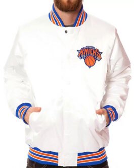 NY Knicks White Satin Jacket