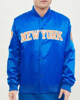 Royal New York Knicks Wordmark Satin Jacket
