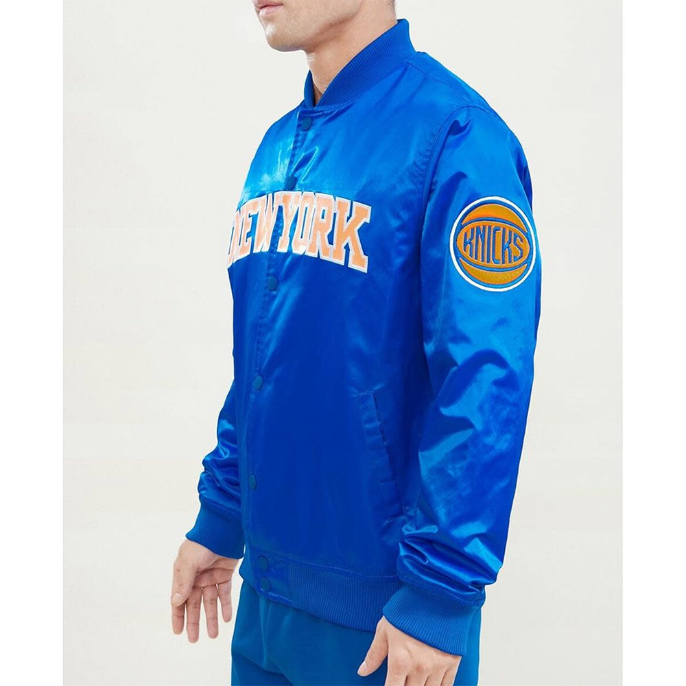 Royal New York Knicks Wordmark Satin Jacket - Image 3