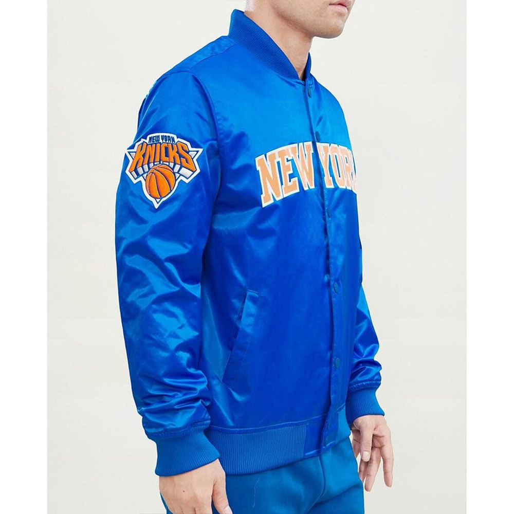 Royal New York Knicks Wordmark Satin Jacket - Image 4