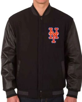 New York Mets Charcoal/Black Varsity Jacket