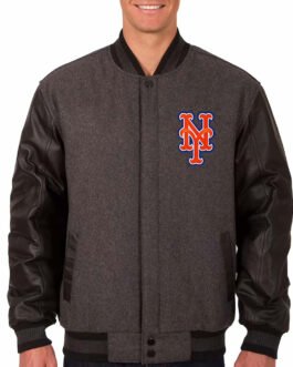 New York Mets Charcoal/Black Varsity Jacket