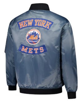 New York Mets Charcoal Bomber Full-Zip Jacket