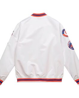New York Mets City Collection Varsity White Satin Full-Snap Jacket