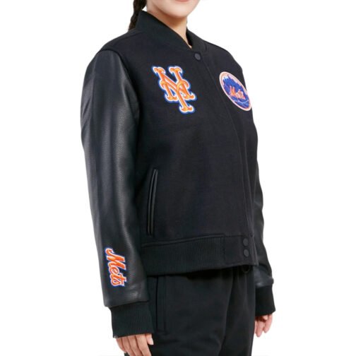 New York Mets Classic Black Varsity Jacket - Image 4