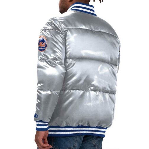 NY Mets Cooperstown Collection Bronx Puffer Satin Jacket - Image 5