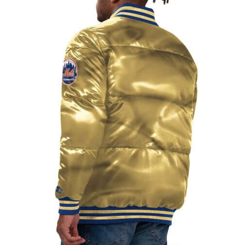 NY Mets Cooperstown Collection Bronx Puffer Satin Jacket - Image 6