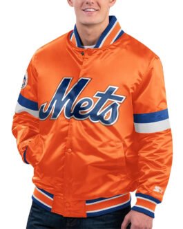 NY Mets Home Game Orange Satin Jacket