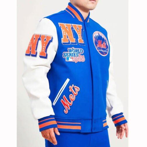 Varsity New York Mets Mash Up Royal Blue/White Jacket - Image 3