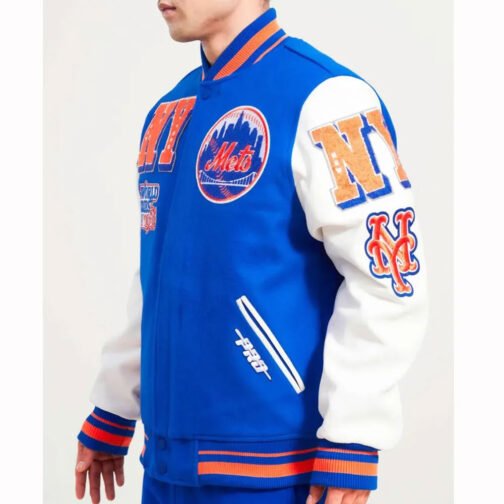 Varsity New York Mets Mash Up Royal Blue/White Jacket - Image 4