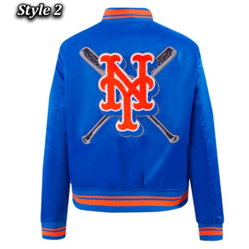 NY Mets Mashup Classic Rib Satin Jacket - Image 4