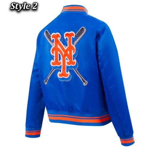 NY Mets Mashup Classic Rib Satin Jacket - Image 8