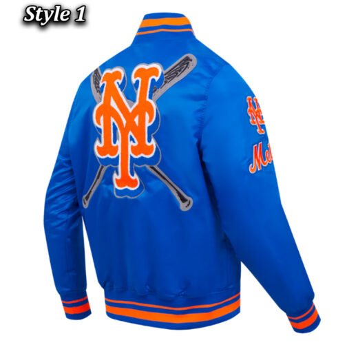 NY Mets Mashup Classic Rib Satin Jacket - Image 7