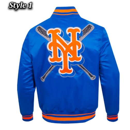 NY Mets Mashup Classic Rib Satin Jacket - Image 3