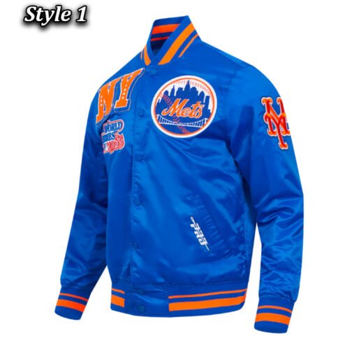 NY Mets Mashup Classic Rib Satin Jacket - Image 5
