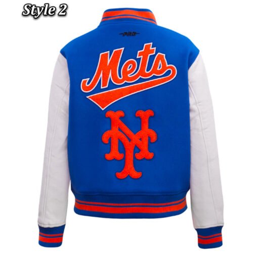 Retro Classic Rib New York Mets Varsity Jacket - Image 4